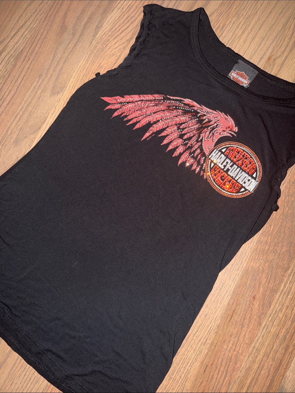 Perfect! Women’s Harley-Davidson Black Tank with Bling Orange Logo Sz Sm